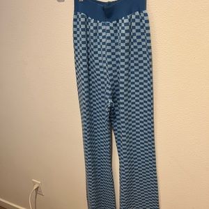 blue checkered pants